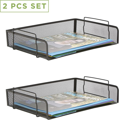 Mind Reader Desk Document Organizer 2 Piece Stackable Tray, Black, 2 Count
