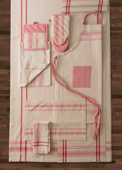 DII Cotton Oversized French Stripe Dish Towels, 20 x 30 Set of 3, Monogrammable Country Farmhouse Flour Sack Tea Towels Red