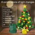 CREPRO 2ft Pre-lit Christmas Tree, Artificial Mini Christmas Tree with Lights and Christmas Ornaments, Tabletop Christmas Trees with Star Treetop for Xmas Home Party Holiday DIY Decorations(Gold)