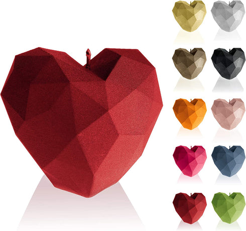 Candellana Heart Shaped Candle, Sweet, Romantic, Fun, Modern, (3-inch Cherry red)
