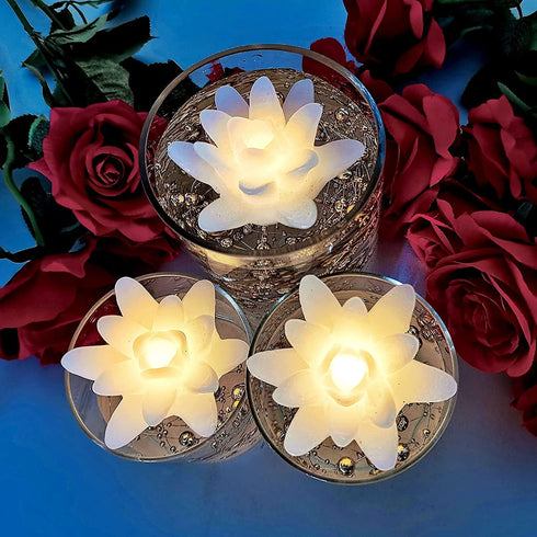 ARDUX LED Floating Flower Candles - Flameless Lily Tea Light Candles Wax Waterproof Candles Battery Powered for Wedding Party Centerpiece Pool Decoration