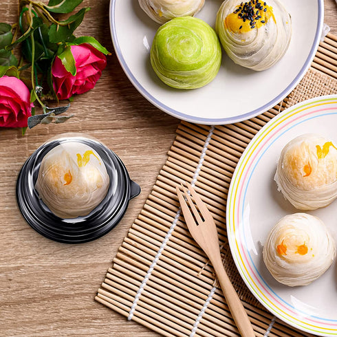 150 Sets Clear Plastic Mini Cupcake Container Clear Plastic Mini Cupcake Boxes Dome Muffin Single Container Box for Cheese Pastry Dessert Mooncake