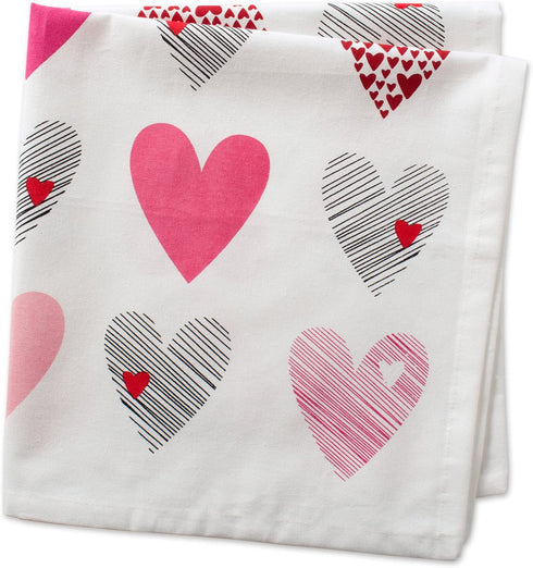 DII Valentine's Day Table Top Collection, Napkin Set, 20x20, Hearts Collage, 6 Piece