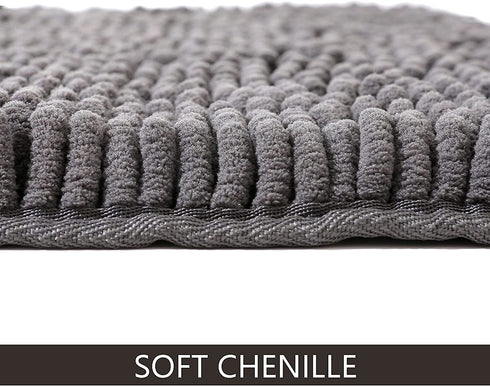 EFORPAD Curved U-Shaped Toilet Bathroom Rugs, 20 x 20 Inch, Chenille Non Slip Contoured Bath Mat Soft Absorbent Machine Washable Carpet for Bathroom Toilet, Grey