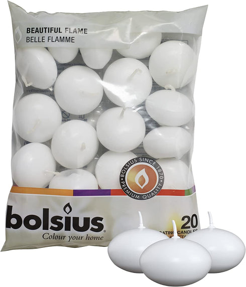 Bolsius Floating Candle-White, Wax, 4.5cm w X 3cm h