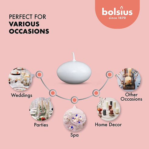 Bolsius Floating Candle-White, Wax, 4.5cm w X 3cm h