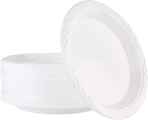 100 Count Disposable 9 Inch White Plastic Dinner Plates large