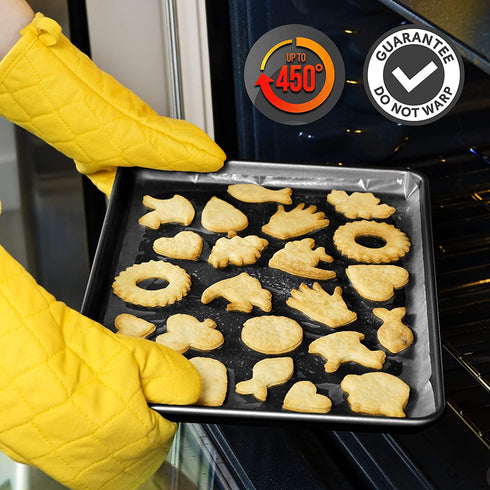 Nonstick Cookie Sheet Baking Pan - 1QT Large Metal Oven Baking Tray Mega Pan - Kitchen Cooking Non-Stick Bake Trays - Stylish Metallic Black Coating, PFOA PFOS PTFE Free - NutriChef NCLGBLK1