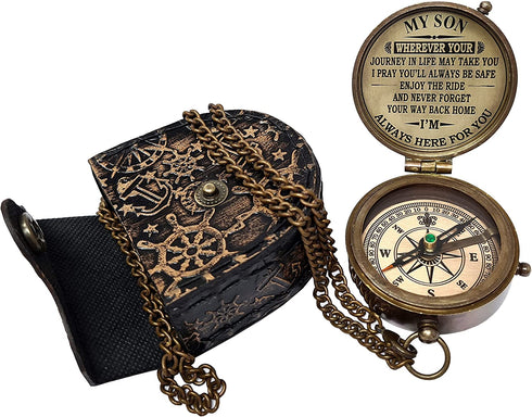 The New Antique Store - Compass with Case/Gift for Son/to My Son Gifts/Mom to Son Gift (to My Son)