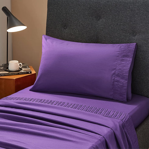 Bedsure Twin Sheets Set for Kids Purple - Soft 1800 Bedding Microfiber Twin Bed Sheets, 3 Pieces Twin Size Sheets