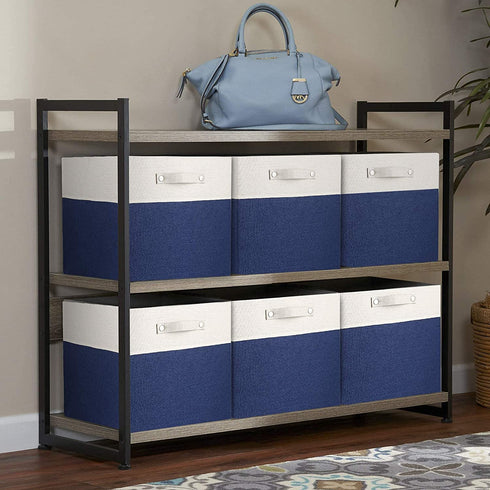 Vextronic Cube Storage Bins 13x13x13 inches Foldable Storage Baskets Fabric Storage Organizer Bins with Handles for Home and Office Shelf Closet, Toy Organizer and Clothes Storage (3 Pack)