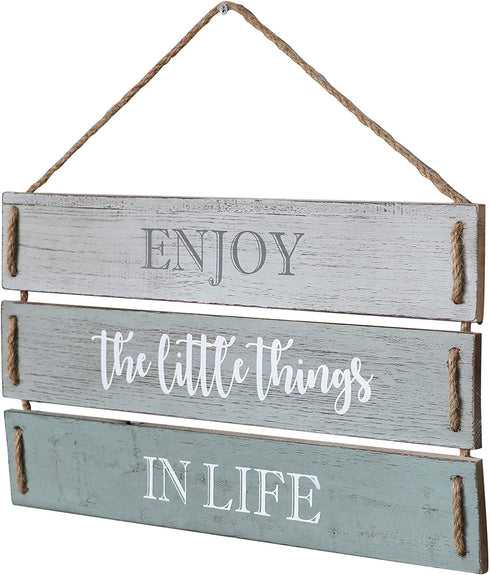 Barnyard Designs Enjoy The Little Things In Life Quote Wall Decor, Decorative Wood Plank Hanging Sign 17? x 10.25?