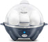 Elite Gourmet EGC007BG Rapid Egg Cooker, 7 Easy-To-Peel, Hard, Medium, Soft Boiled Eggs, Poacher, Omelet Maker, Auto Shut-Off, Alarm, 16-Recipe Booklet, BPA-Free, Slate Blue