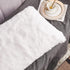 WERDIM Shaggy Fluffy Faux Fur Pillowcases 2 Pack Button Closure Velvet Pillow Shams Standard/Queen Size (White, 20 X 26 Inches)