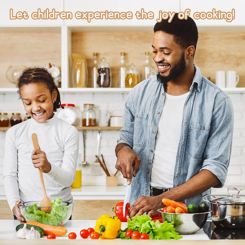 7 Pieces Wooden Kids Kitchen Knife Include Wood Kids Knife Plastic Potato Slicers Cooking Knives Serrated Edges Toddler Knife Kids Plastic Knife Resistant Gloves for Kitchen Children(Car)