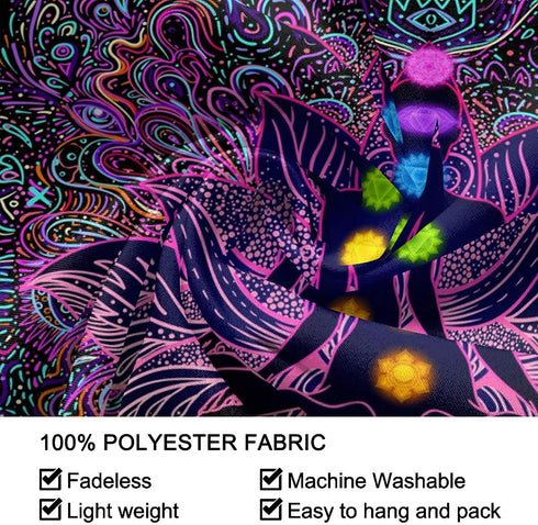 Seven Chakra Tapestry - Bohemian Mandala Spiritual Tapestries Yoga Meditation Wall Hanging Boho Studio Room Art Home Decoration Gift Bedroom Decor Living Room Divider Door Curtain Balcony Sheer 78.7" × 59.1"