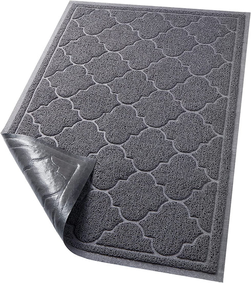 LuxStep Door Mat Large 24x36 Inch Indoor Outdoor Doormat, Non-Slip Low-Profile Design Floor Mat, Durable Trap Dirt and Dust Front Door Welcome Mat for Entryway,Patio,Garage,High Traffic Areas, Grey