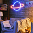 Koicaxy Planet Neon Sign, Acrylic Neon Light for Wall Decor, Battery or USB Powered Light Up Neon Sign for Bedroom, Kids Room, Living Room, Bar, Party, Christmas, Wedding