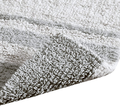 Madison Park Reversible Spa Cotton Bath Rug 100%-Cotton Striped Ultra Soft Water Absorbent, Fast Drying, Bath-Mats, Non-Slip Absorbent Quick Dry Mats for Tub, Shower Room, and Bathroom, 24x72, Grey