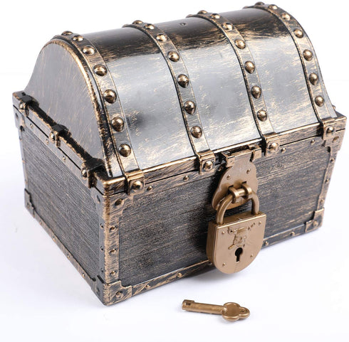 Leadtex Kids Pirate Treasure Chest Plastic Pirate Vintage Treasure Box,Bronze.