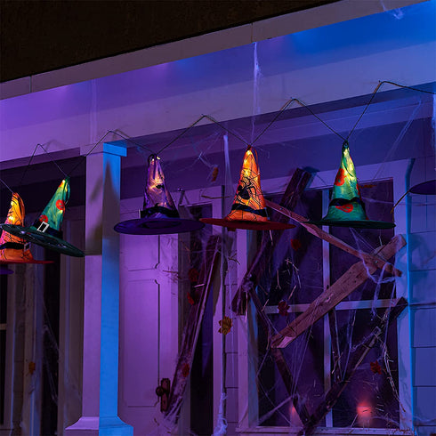 JOYIN 12 Pcs Halloween Decorations Witch Hat Lights String Lights, Lighted Witches Hats Lights Outdoor, Glowing Witch Hats in 8 Flashing Modes, Light Up Witch Hat Decor for Outdoor Indoor Yard Tree