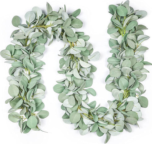 TOPHOUSE 6.5ft Artificial Lambs Ear Eucalyptus Garland 2 Pack Eucalyptus Greenery Garland for Wedding Centerpiece Mantle Table Party Home Farmhouse Decor