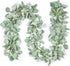 TOPHOUSE 6.5ft Artificial Lambs Ear Eucalyptus Garland 2 Pack Eucalyptus Greenery Garland for Wedding Centerpiece Mantle Table Party Home Farmhouse Decor