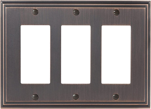 Amerock | Wall Plate | Oil Rubbed Bronze | 3 Rocker Switch Plate Cover | Mulholland | 1 Pack | Decora Wall Plate | Light Switch Cover