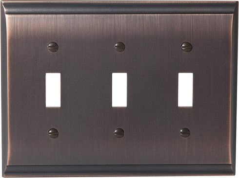 Amerock | Wall Plate | Oil Rubbed Bronze | 3 Toggle Switch Plate Cover | Candler | 1 Pack | Light Switch Cover