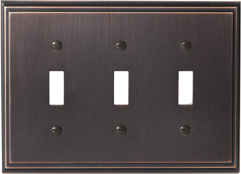 Amerock | Wall Plate | Oil Rubbed Bronze | 3 Toggle Switch Plate Cover | Mulholland | 1 Pack | Light Switch Cover