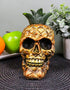 Ebros Hawaiian Tropical Pineapple Golden Skull Figurine 6" Tall Fruity Skeleton Head Statue for Halloween Day of The Dead Spooky Decor