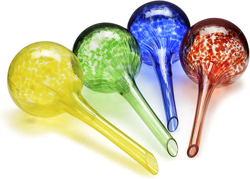 Skinartwork Plant Watering Globes, Automatic Watering Aqua Globe Mini Decorative Hand-Blown Glass Small Plant Bulbs - 4pc Deluxe Set