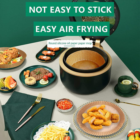 100 Pieces Air Fryer Parchment Paper Liners,Non-Stick Disposable Air Fryer Liners ?Basket Unperforated Round Parchment Paper Replacement (6.3" Natural 100pcs)