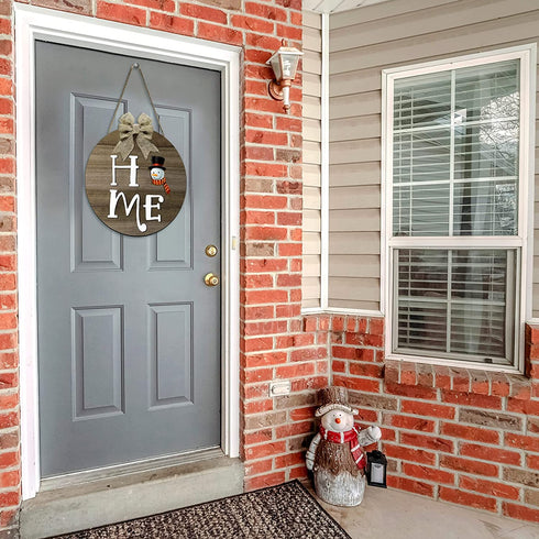 Jetec Home Interchangeable Welcome Sign, Seasonal Front Door Decor with 16 Changeable Ornament, Rustic Wood Round Wall Hanging Sign for Valentines Easter Independence Day Holiday Porch