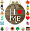 Jetec Home Interchangeable Welcome Sign, Seasonal Front Door Decor with 16 Changeable Ornament, Rustic Wood Round Wall Hanging Sign for Valentines Easter Independence Day Holiday Porch