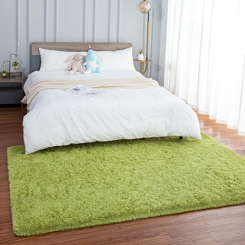 junovo Ultra Soft Area Rugs, Fluffy Carpets for Bedroom Kids Girls Boys Baby Living Room Shaggy Floor Nursery Rug Home Decor Mats, 3 x 5ft Green