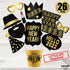 Large, New Year Photo Booth Props 2022 Pack of 26 | Black, Gold Foil New Years Eve Photo Booth Props | New Years Photo Props for Happy New Year Decorations 2022 | New Years Eve Party Supplies 2022