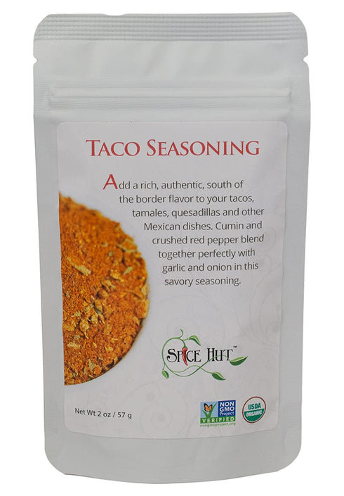 Organic Taco Seasoning, Spice Blend for Southwestern Cooking, 2 ounce, Small Pouch – Salt Free, The Spice Hut