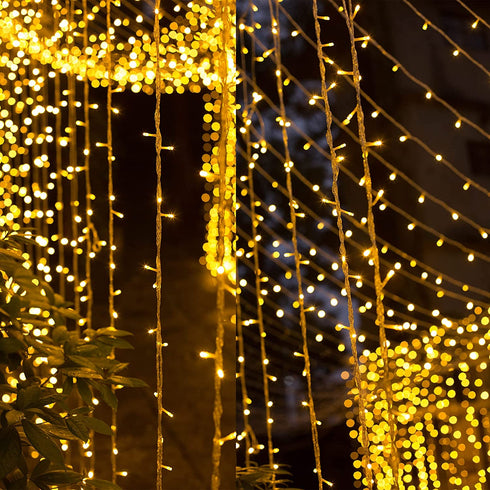 Twinkle Star 300 LED Window Curtain String Light Wedding Party Home Garden Bedroom Outdoor Indoor Wall Decorations, Warm White
