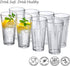 Amazing Abby - Stripe - 24-Ounce Plastic Tumblers (Set of 8), Plastic Drinking Glasses, All-Clear High-Balls, Reusable Plastic Cups, Stackable, BPA-Free, Shatter-Proof, Dishwasher-Safe