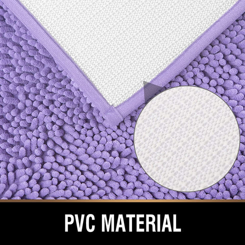 MAYSHINE Soft Plush Microfiber Bathroom Rug, Absorbent Machine Washable Chenille Bath Mat | Non-Slip Quick Dry Shag Carpet, Great for Bath, Shower, Bedroom, or Door Mat (Lavender, 17x24)
