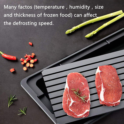Defrosting Tray for Frozen Meat Rapid and Safer - Thawing Tray for Frozen Meat with Drip Tray - Natural Heating Defroster Tray Miracle Thaw Large Size Upgrades 6mm