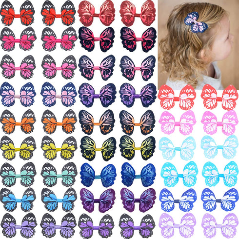 JOYOYO 48Pcs Mini Butterfly Hair Clips 2.5" Grosgrain Ribbon Hair Bows Alligator Clips for Baby Girls Toddler and Kids