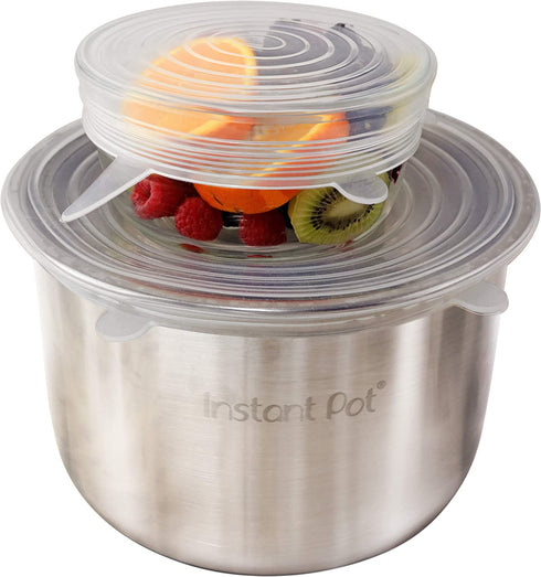 EcoPeaceful 8 Stretch Silicone Food Cover Lids (Largest Sizes XXL-XS ) 4 Silicone Zip Lock Bags (2 Small, 2 Large)