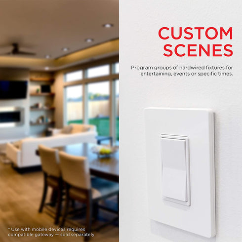 UltraPro Add-On Switch QuickFit and SimpleWire, In-Wall White Rocker Paddle Only, Z-Wave ZigBee Wireless Smart Lighting Controls, NOT A STANDALONE Switch, 39350