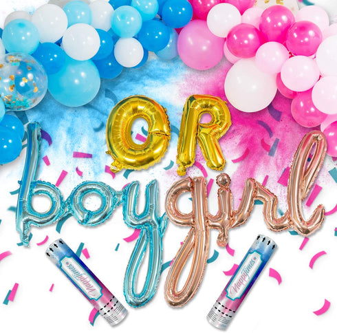 Nappy Times Baby Gender Reveal Party Supplies 2x Pink OR 2x Blue Fillable Gender Reveal Confetti Cannon | Easy to Set Up Gender Reveal Decorations with Pink and Blue Gender Reveal Balloons