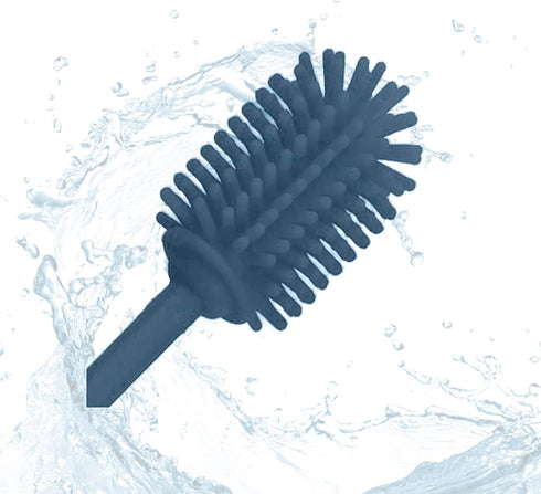 Long Silicone Bottle Brush - Professional Scratch Free Material, Silicone Handle with Firm Grip, Narrow Bottle Neck Cleaning (Blue)