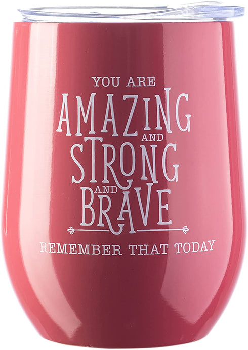 DiverseBee Inspirational Thank You Gifts for Women, Mom, Sister, Wife, Girlfriend, Boss, Coworker, Nurses, Best Friend, Encouragement Birthday Wine Gifts - Insulated Wine Tumbler Cup with Lid (Ruby)