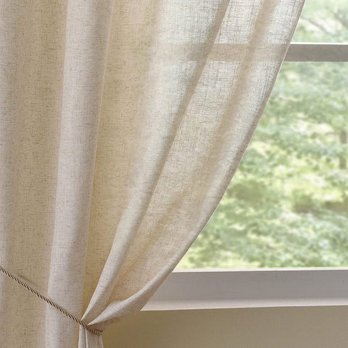 Valea Home Linen Curtains Panel 72 inch Long Light Filtering Rod Pocket Crude Drapes for Bedroom Living Room Farmhouse Long Window Curtains, Natural, 1 Panel