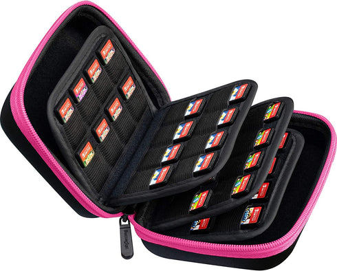 Butterfox Switch Game Card Case, 64 Slots, Storage Holder Hard Case for Nintendo Switch Game or PS Vita Or SD Memory Card (Pink/Black)